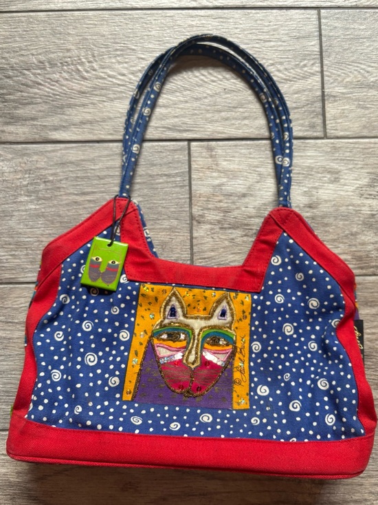 Laurel Burch Handbags - Authentic Vintage Laurel Burch colorful cat canvas shoulder bag